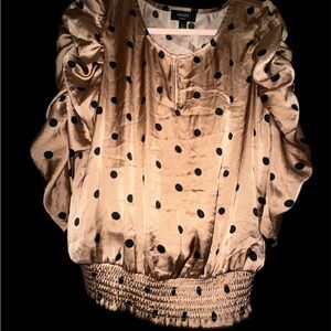 Haver London Satin Polka Dot Puff Sleeve Blouse Size M